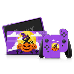 TACKY DESIGN Spooky Pumpkin Nintendo Switch OLED Skin Wrap | Purple Kawaii Halloween 3M Vinyl Full Cover - Tackydesign