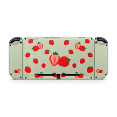 TACKY DESIGN Strawberry Nintendo Switch Skin Wrap | Green 3M Vinyl Full Cover Decal - Tackydesign