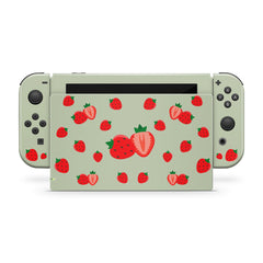 TACKY DESIGN Strawberry Nintendo Switch Skin Wrap | Green 3M Vinyl Full Cover Decal - Tackydesign