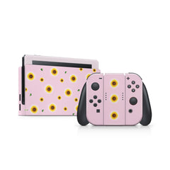 TACKY DESIGN Sunflower Nintendo Switch Skin Wrap | Pink Flowers 3M Vinyl Full Cover - Tackydesign