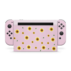 TACKY DESIGN Sunflower Nintendo Switch Skin Wrap | Pink Flowers 3M Vinyl Full Cover - Tackydesign