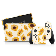 TACKY DESIGN Sunflowers Nintendo Switch OLED Skin Wrap | Cute Yellow 3M Vinyl Full Cover - Tackydesign