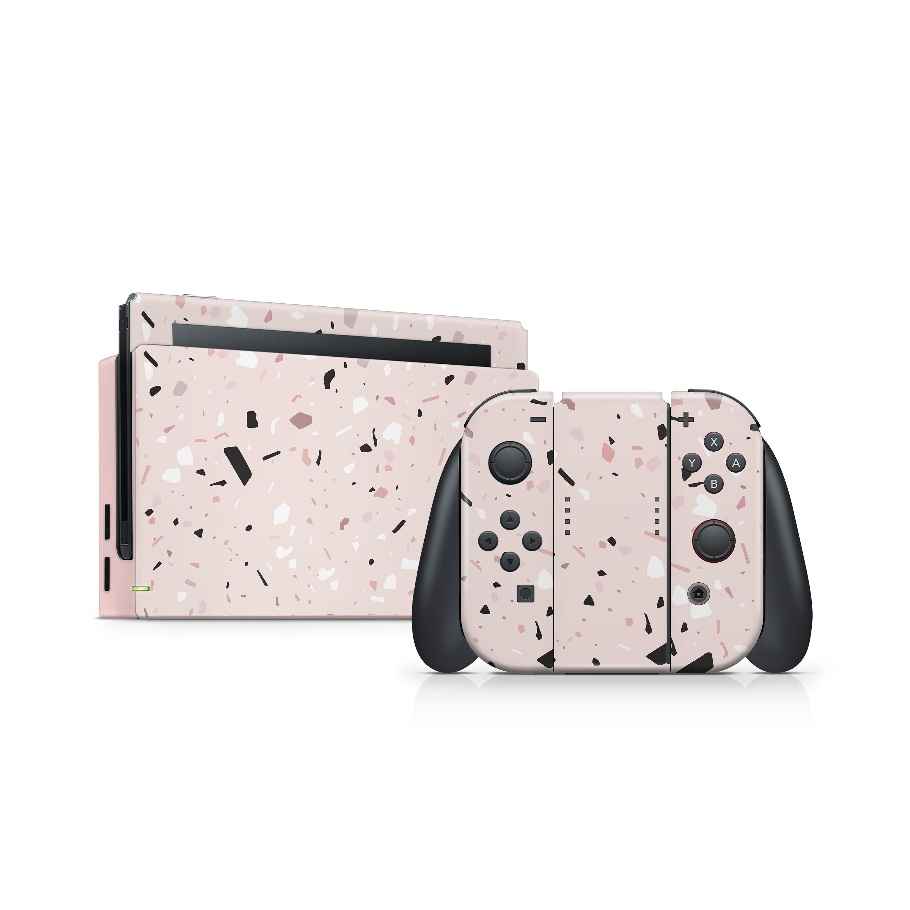 TACKY DESIGN Terrazzo Nintendo Switch Skin Wrap | Marble Pink 3M Vinyl Full Cover - Tackydesign