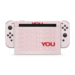 TACKY DESIGN Thank You Nintendo Switch Skin Wrap | Pink 3M Vinyl Full Cover - Tackydesign