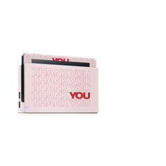 TACKY DESIGN Thank You Nintendo Switch Skin Wrap | Pink 3M Vinyl Full Cover - Tackydesign