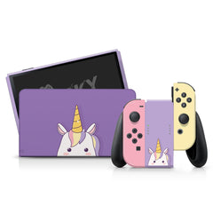 TACKY DESIGN Unicorn Nintendo Switch OLED Skin Wrap | Purple Kawaii Anime 3M Vinyl Full Cover - Tackydesign