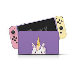 TACKY DESIGN Unicorn Nintendo Switch OLED Skin Wrap | Purple Kawaii Anime 3M Vinyl Full Cover - Tackydesign