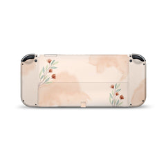 TACKY DESIGN Watercolor Nintendo Switch OLED Skin Wrap | Flower Beige 3M Vinyl Full Cover - Tackydesign