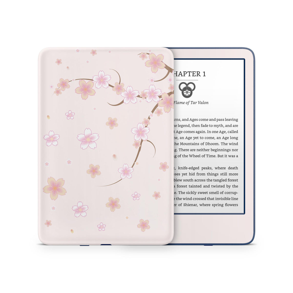 Cherry Blossom Kindle Skin Decal, Beige Floral Kindle Paperwhite Skin, Kindle Oasis Skin, Kindle Sticker, Premium 3M Vinyl Full Wrap Cover - Tackydesign