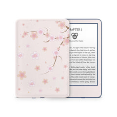 Cherry Blossom Kindle Skin Decal, Beige Floral Kindle Paperwhite Skin, Kindle Oasis Skin, Kindle Sticker, Premium 3M Vinyl Full Wrap Cover - Tackydesign