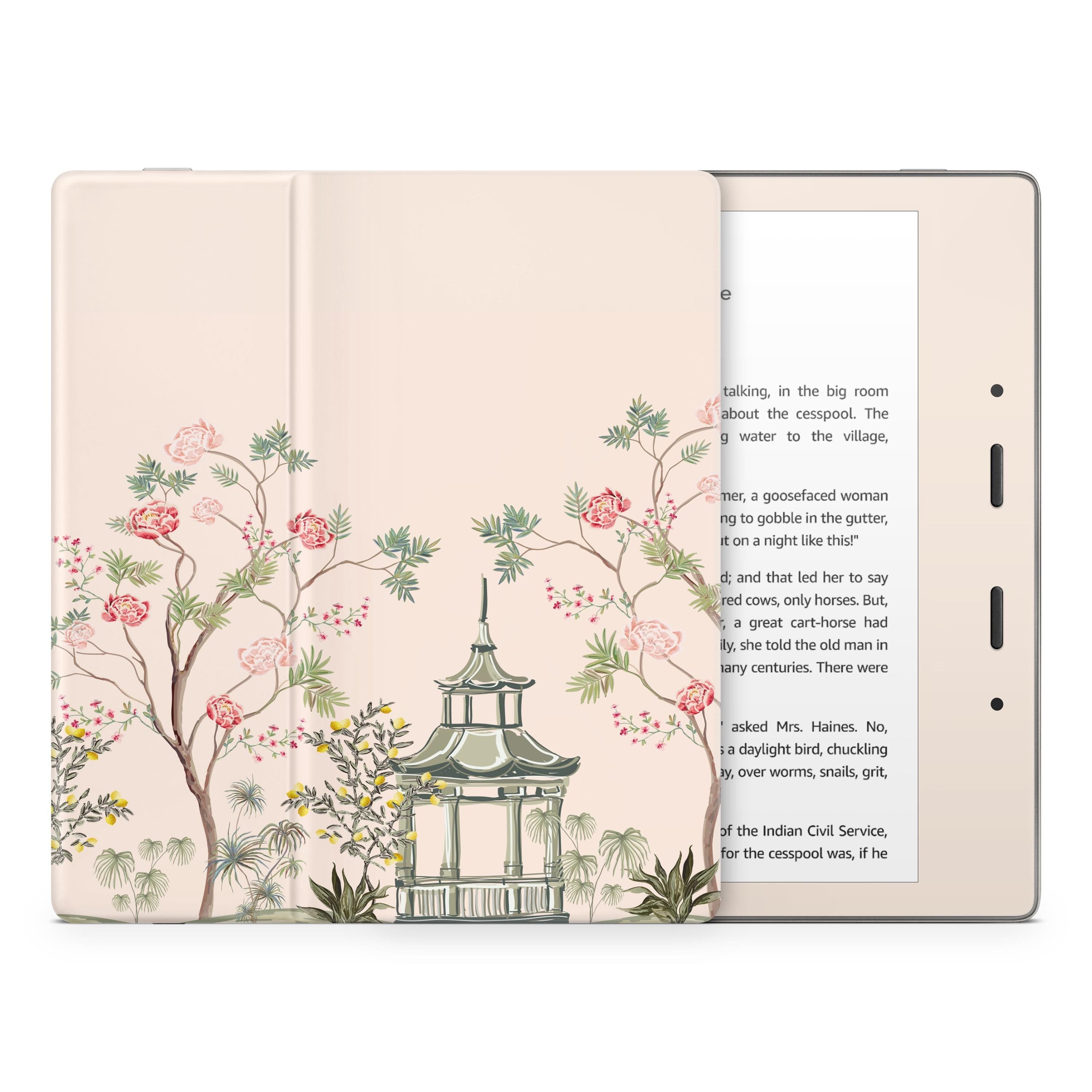 Cherry Blossom Kindle Skin Decal, Beige Floral Kindle Paperwhite Skin, Kindle Oasis Skin, Kindle Sticker, Premium 3M Vinyl Full Wrap Cover, - Tackydesign