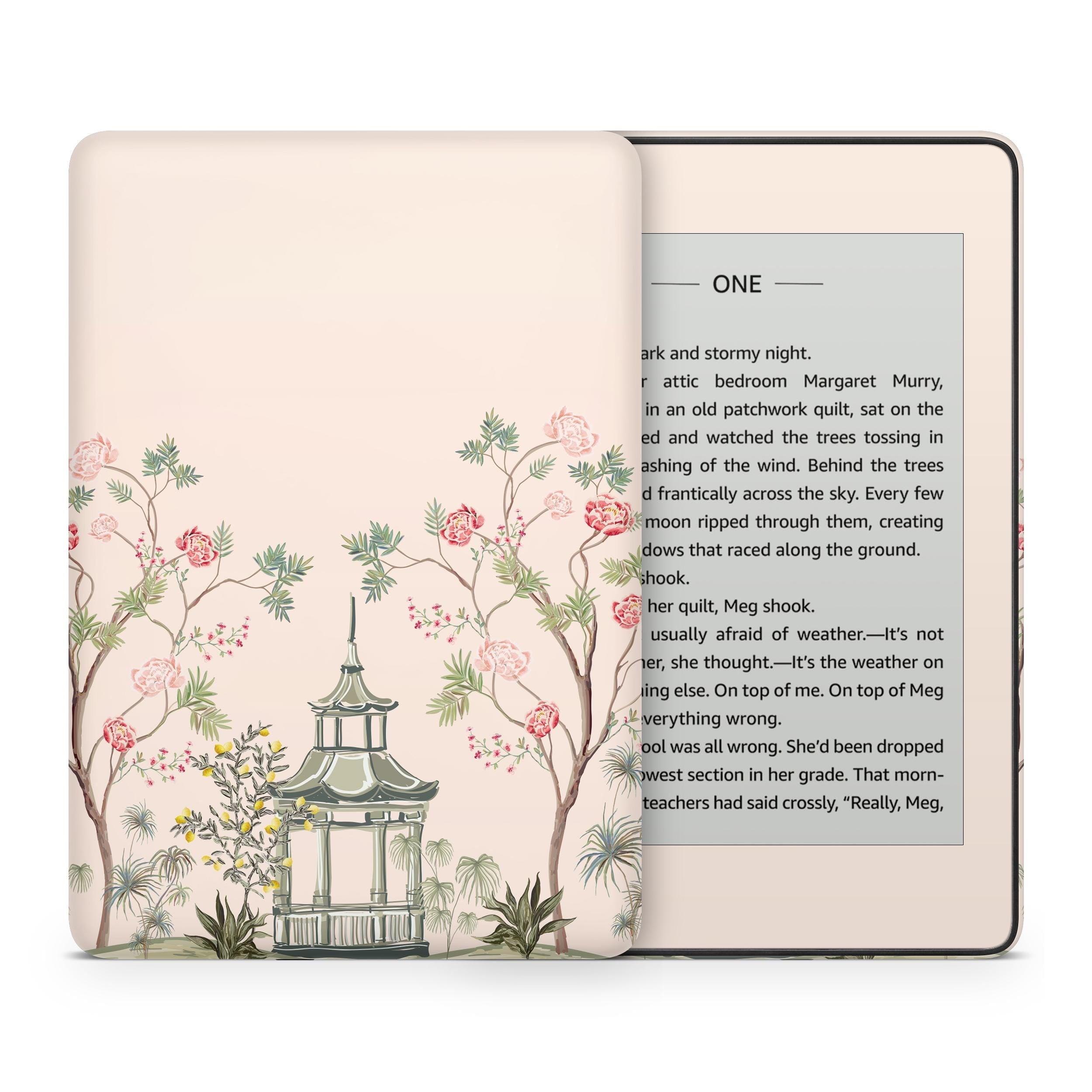 Cherry Blossom Kindle Skin Decal, Beige Floral Kindle Paperwhite Skin, Kindle Oasis Skin, Kindle Sticker, Premium 3M Vinyl Full Wrap Cover, - Tackydesign