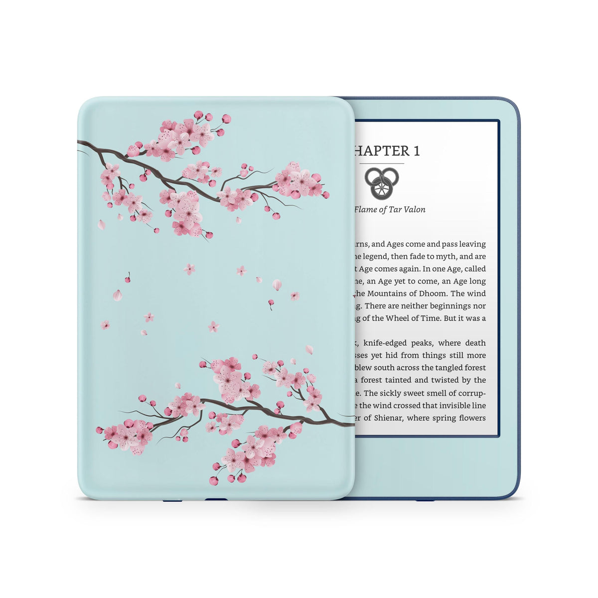 Cherry Blossom Kindle Skin Decal, Blue Flower Kawaii Kindle Paperwhite Skin, Kindle Oasis Skin, Kindle Sticker, Premium 3M Vinyl Wrap Cover - Tackydesign