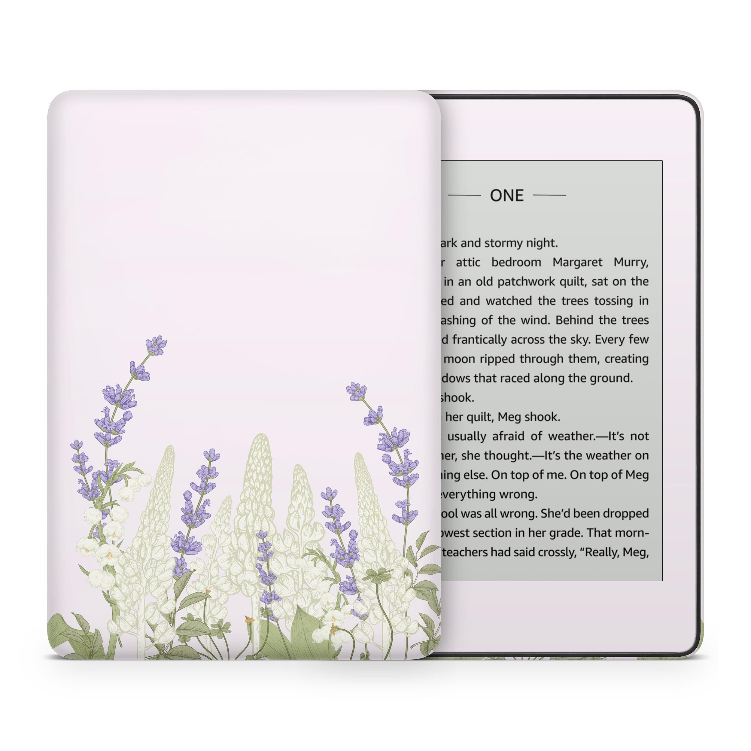 Cherry Blossom Kindle Skin Decal, Lavender Floral Kindle Paperwhite Skin, Kindle Oasis Skin, Kindle Sticker, Premium 3M Vinyl Wrap Cover - Tackydesign