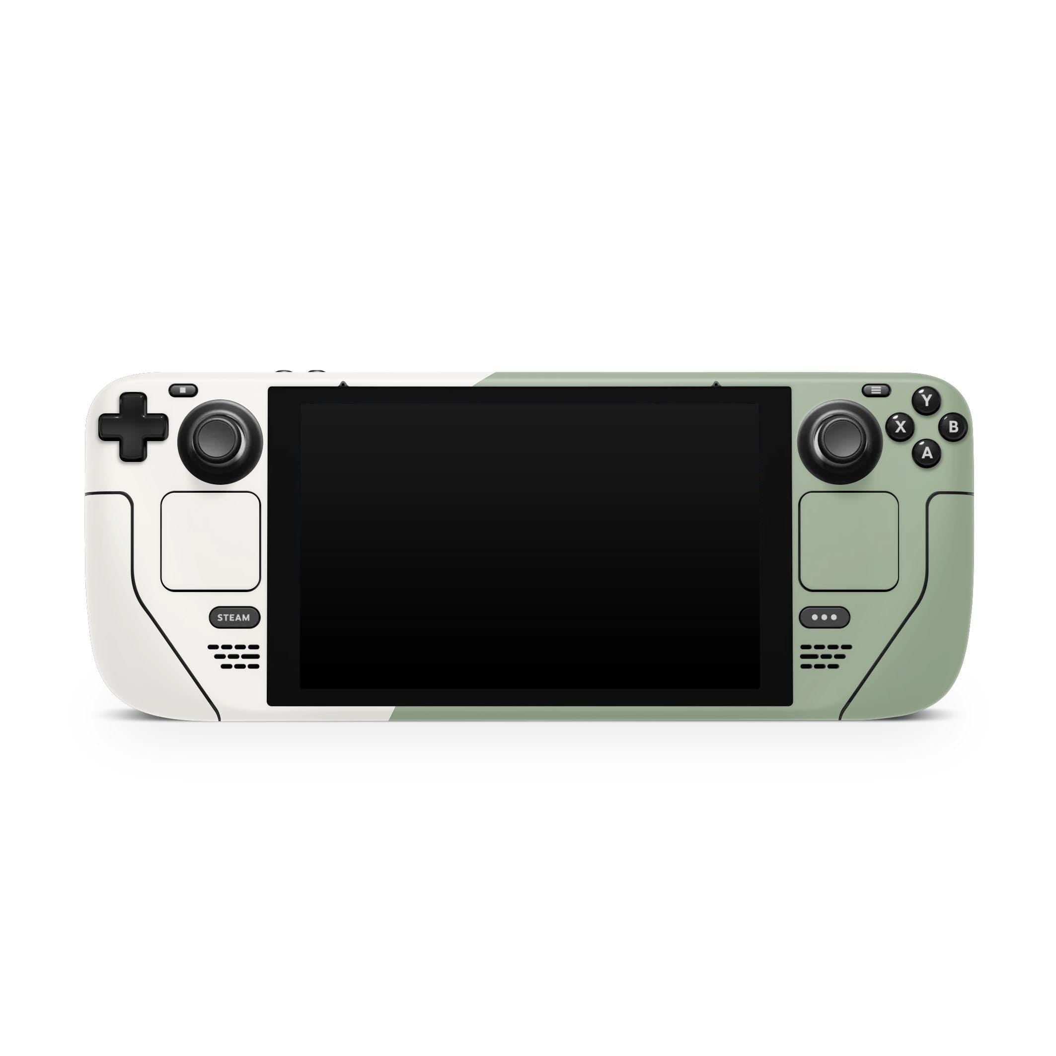 Classic Green and White Steam Deck Skin Steam Deck OLED Skin & LCD, Kawaii Pastel Color Blocking, Full Wrap 3M Vinyl Cover - Tackydesign