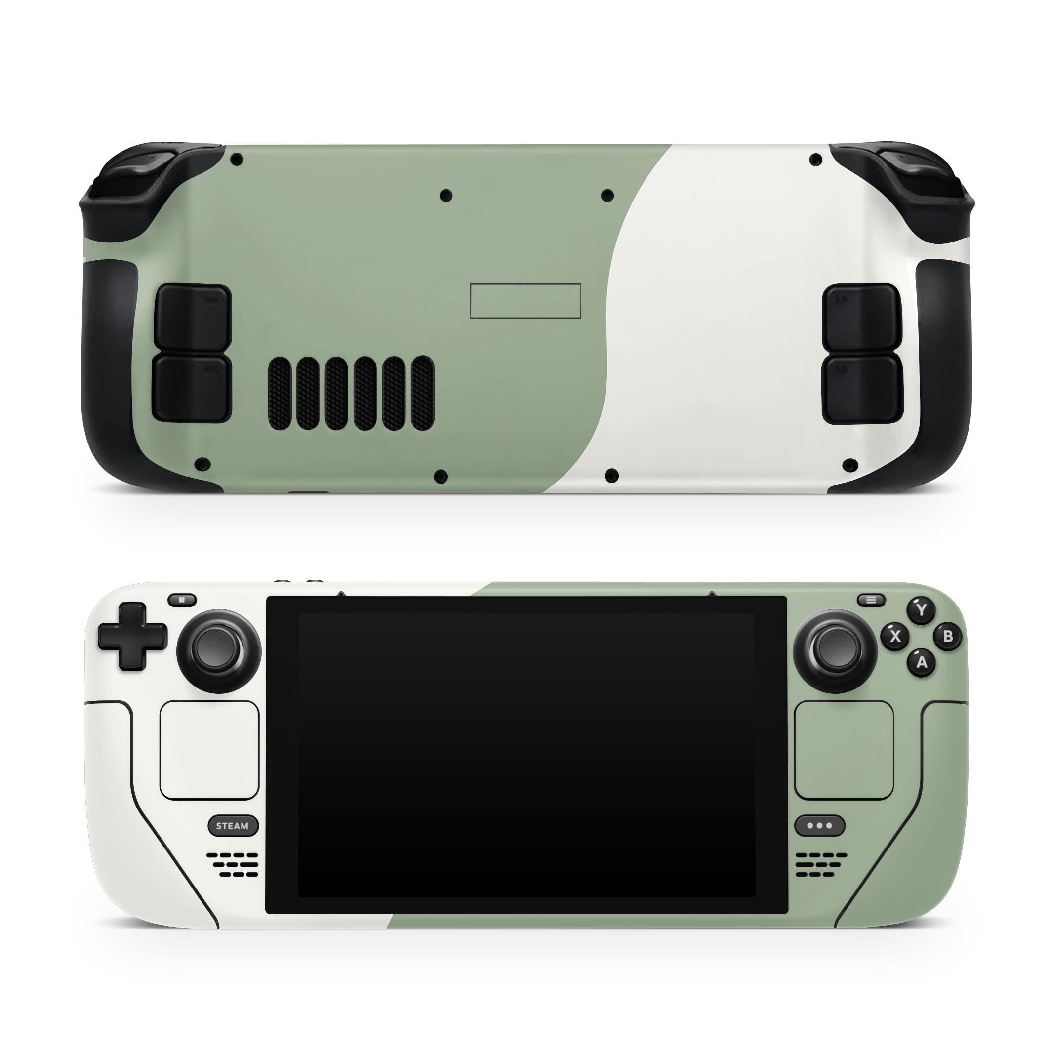 Classic Green and White Steam Deck Skin Steam Deck OLED Skin & LCD, Kawaii Pastel Color Blocking, Full Wrap 3M Vinyl Cover - Tackydesign