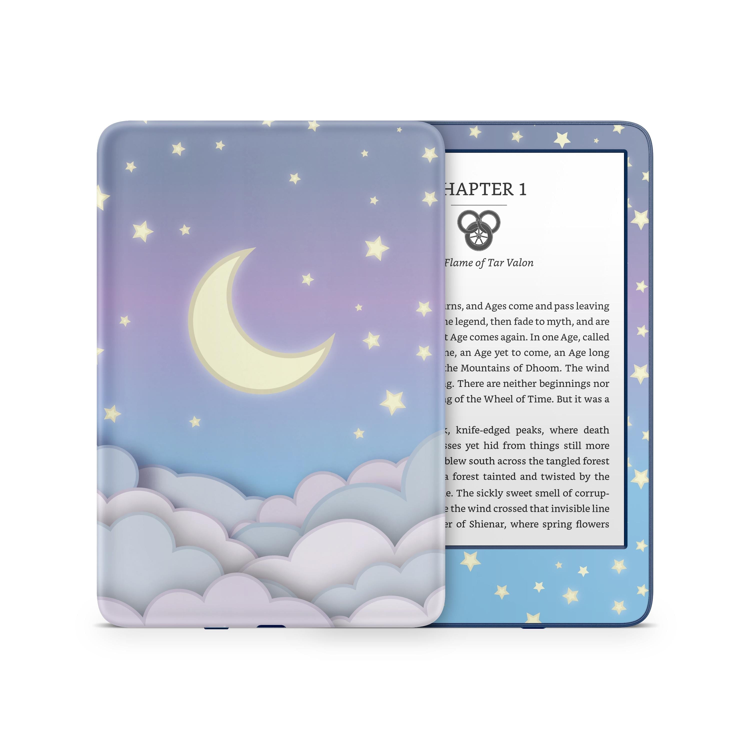 Clouds Kindle Skin Decal, Purple Sky Moon Kindle Paperwhite Skin, Kindle Oasis Skin, Kindle Sticker, Premium 3M Vinyl Wrap Cover - Tackydesign