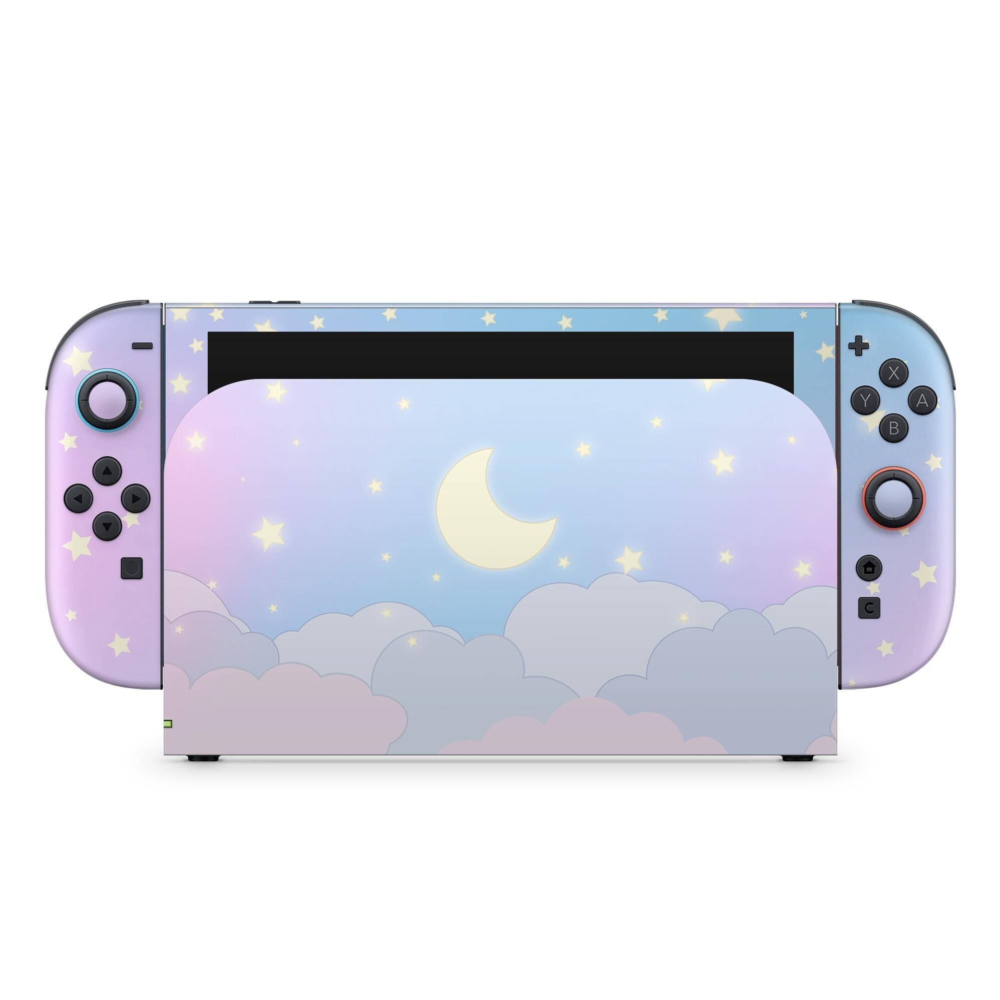 Clouds Nintendo Switch 2 Skin | Blue Pastel Starry Sky Premium 3M Vinyl FullWrap Decal - Tackydesign