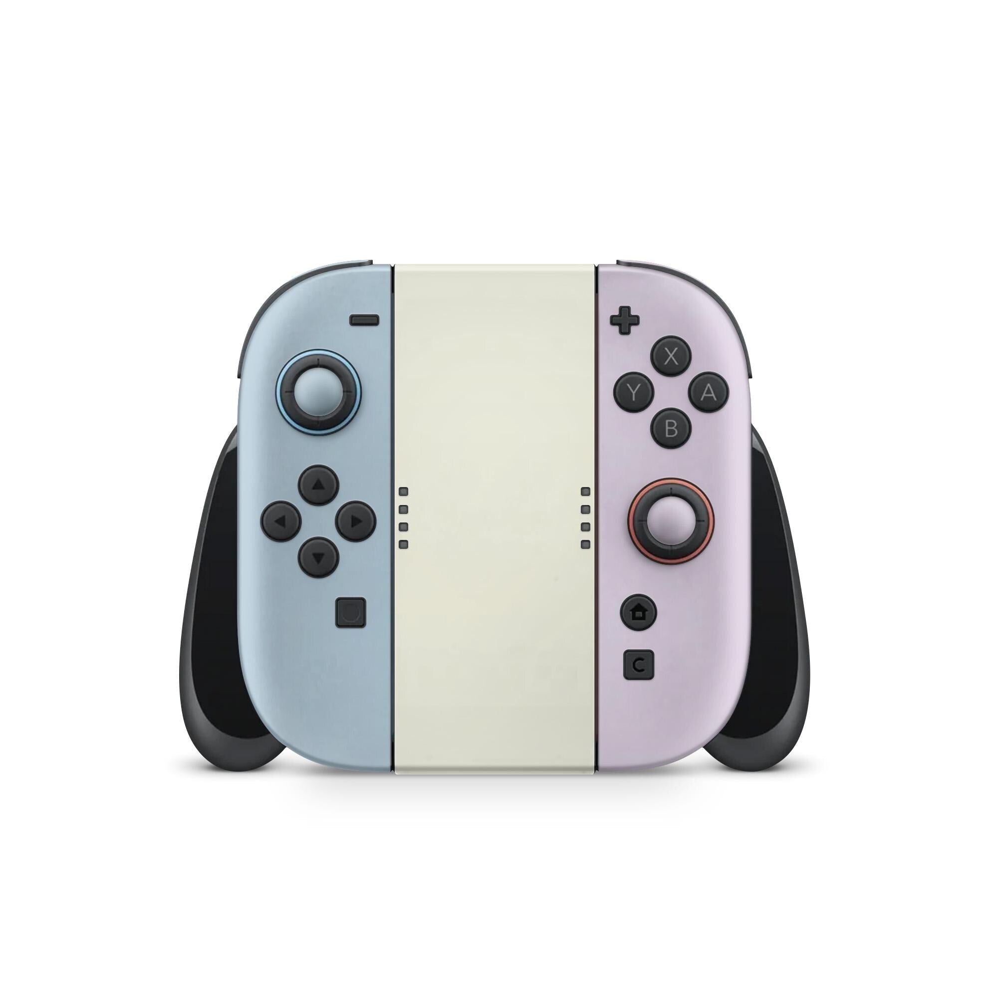 Color Blocking Nintendo Switch 2 Skin | Solid Color Pastel Blue & Lavender Premium 3M Vinyl FullWrap Decal - Tackydesign