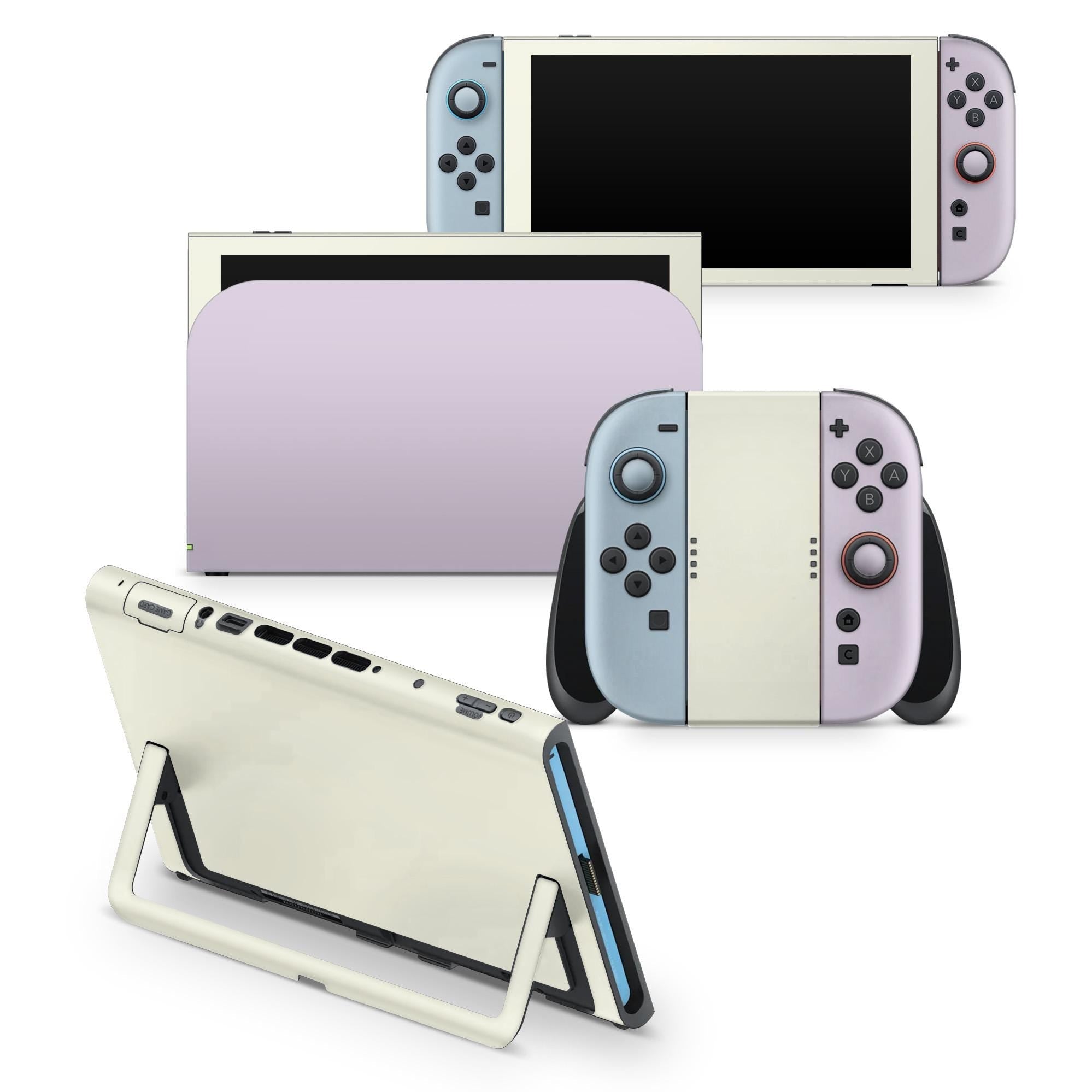 Color Blocking Nintendo Switch 2 Skin | Solid Color Pastel Blue & Lavender Premium 3M Vinyl FullWrap Decal - Tackydesign