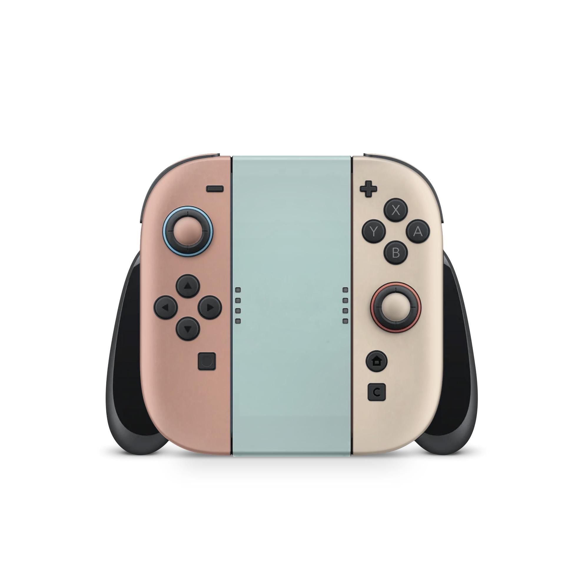 Color Blocking Nintendo Switch 2 Skin | Solid Color Pastel Blue & Terracotta Premium 3M Vinyl FullWrap Decal - Tackydesign