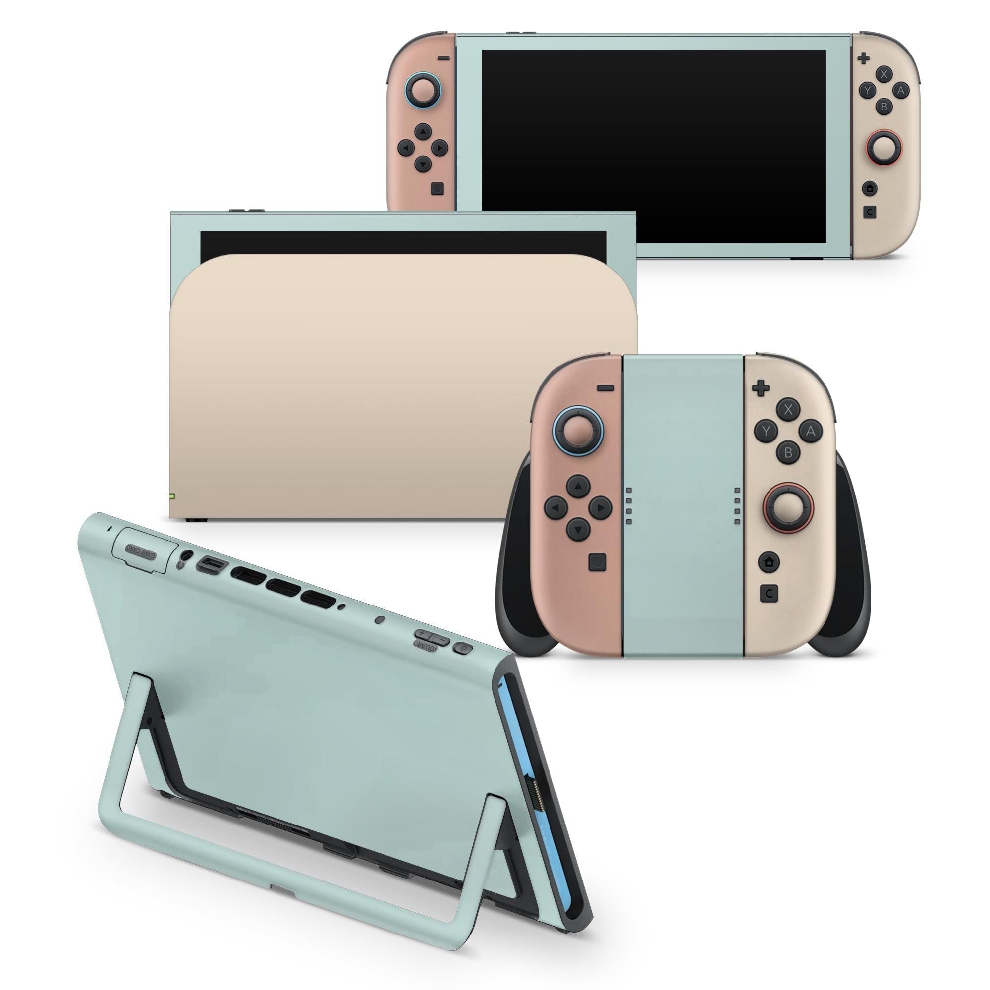 Color Blocking Nintendo Switch 2 Skin | Solid Color Pastel Blue & Terracotta Premium 3M Vinyl FullWrap Decal - Tackydesign