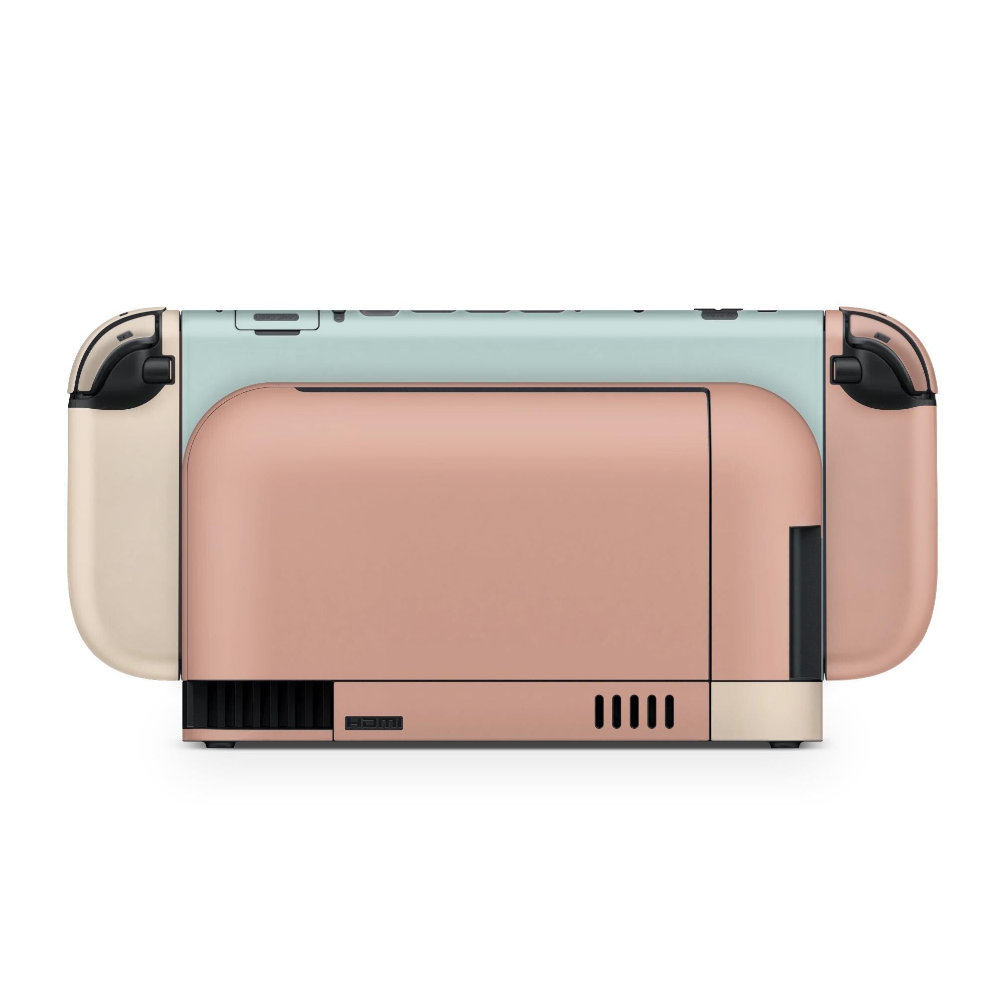 Color Blocking Nintendo Switch 2 Skin | Solid Color Pastel Blue & Terracotta Premium 3M Vinyl FullWrap Decal - Tackydesign
