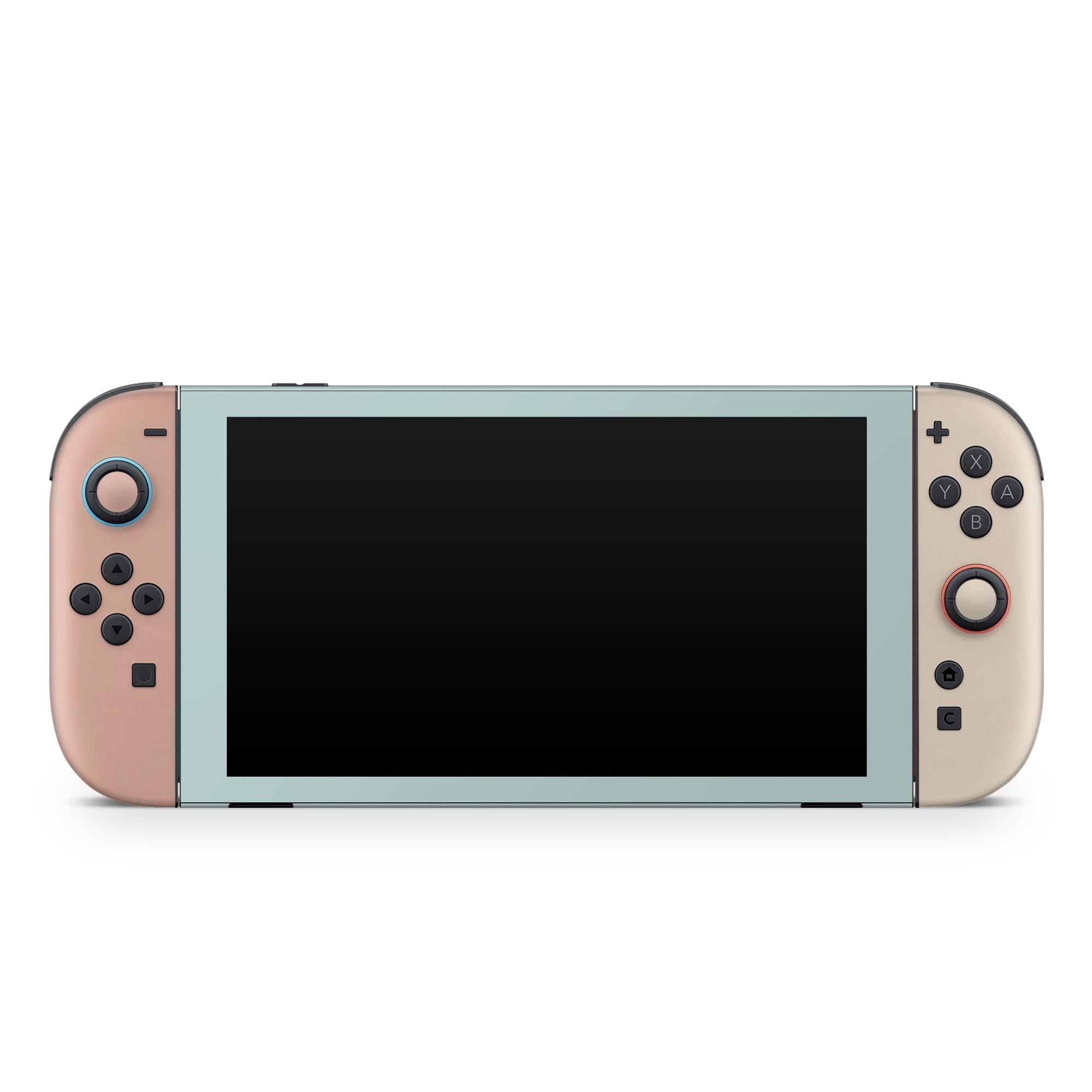 Color Blocking Nintendo Switch 2 Skin | Solid Color Pastel Blue & Terracotta Premium 3M Vinyl FullWrap Decal - Tackydesign