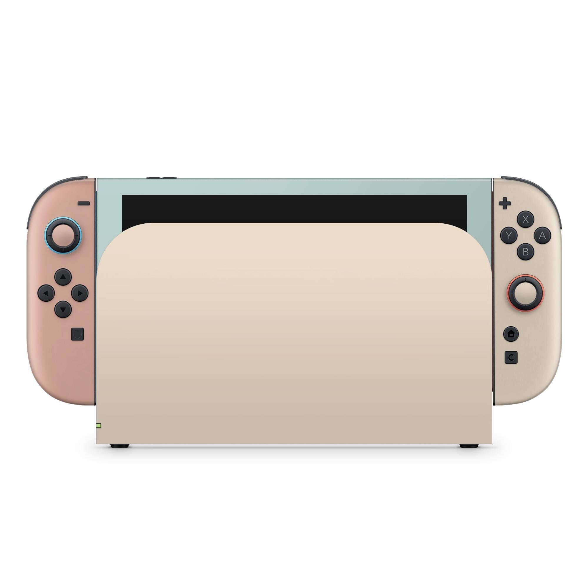 Color Blocking Nintendo Switch 2 Skin | Solid Color Pastel Blue & Terracotta Premium 3M Vinyl FullWrap Decal - Tackydesign