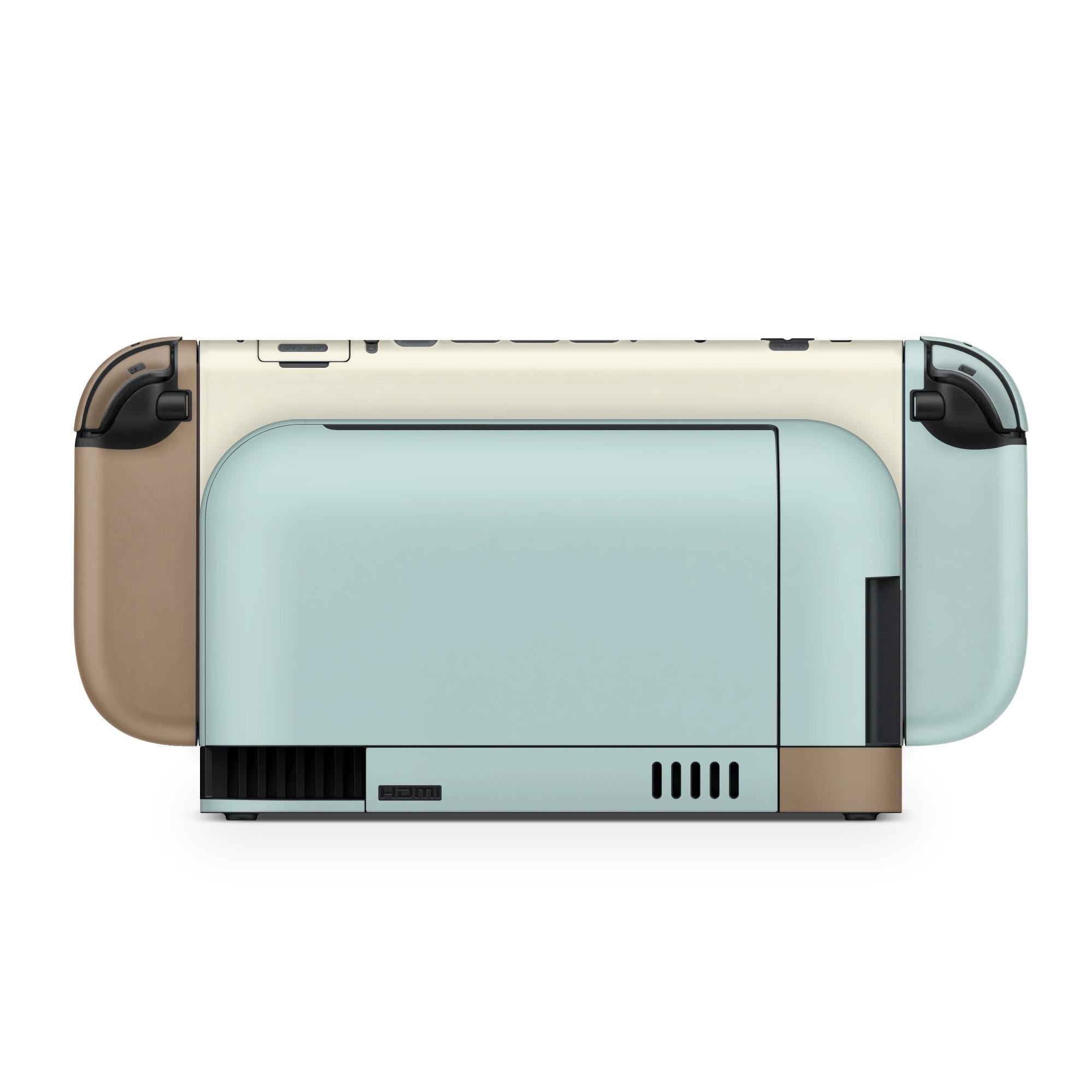 Color Blocking Nintendo Switch 2 Skin | Solid Color Pastel Brown & Mint Premium 3M Vinyl FullWrap Decal - Tackydesign