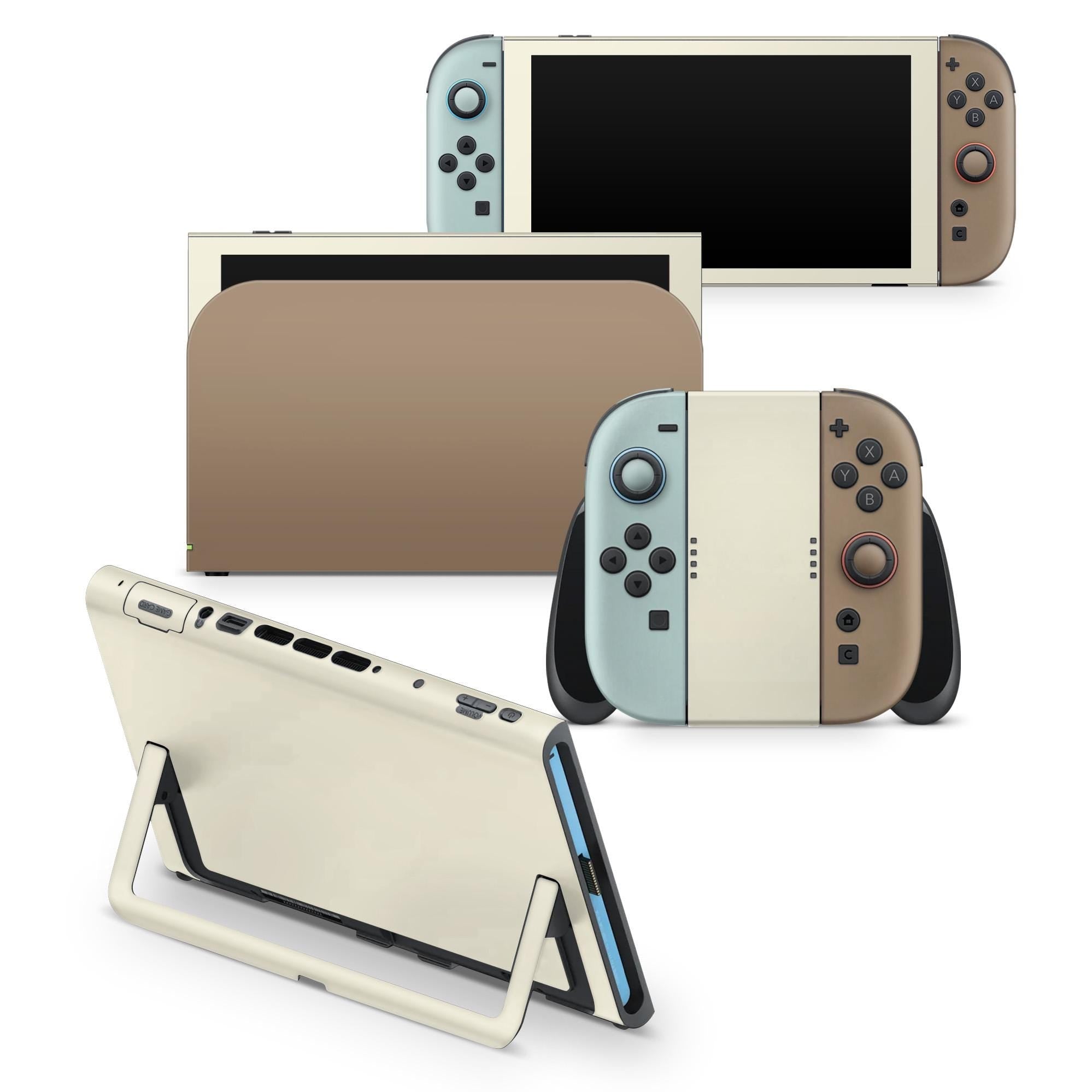 Color Blocking Nintendo Switch 2 Skin | Solid Color Pastel Brown & Mint Premium 3M Vinyl FullWrap Decal - Tackydesign