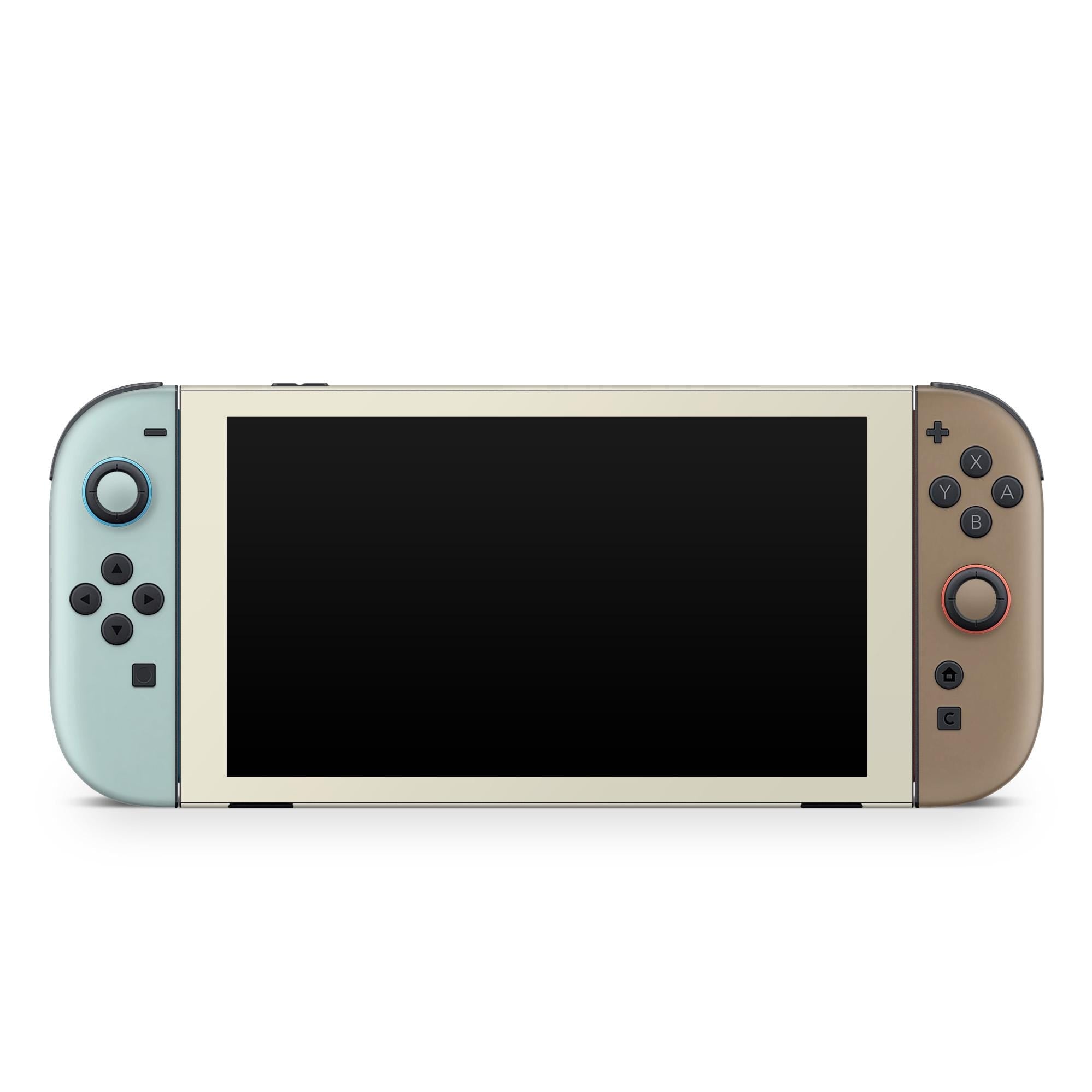 Color Blocking Nintendo Switch 2 Skin | Solid Color Pastel Brown & Mint Premium 3M Vinyl FullWrap Decal - Tackydesign
