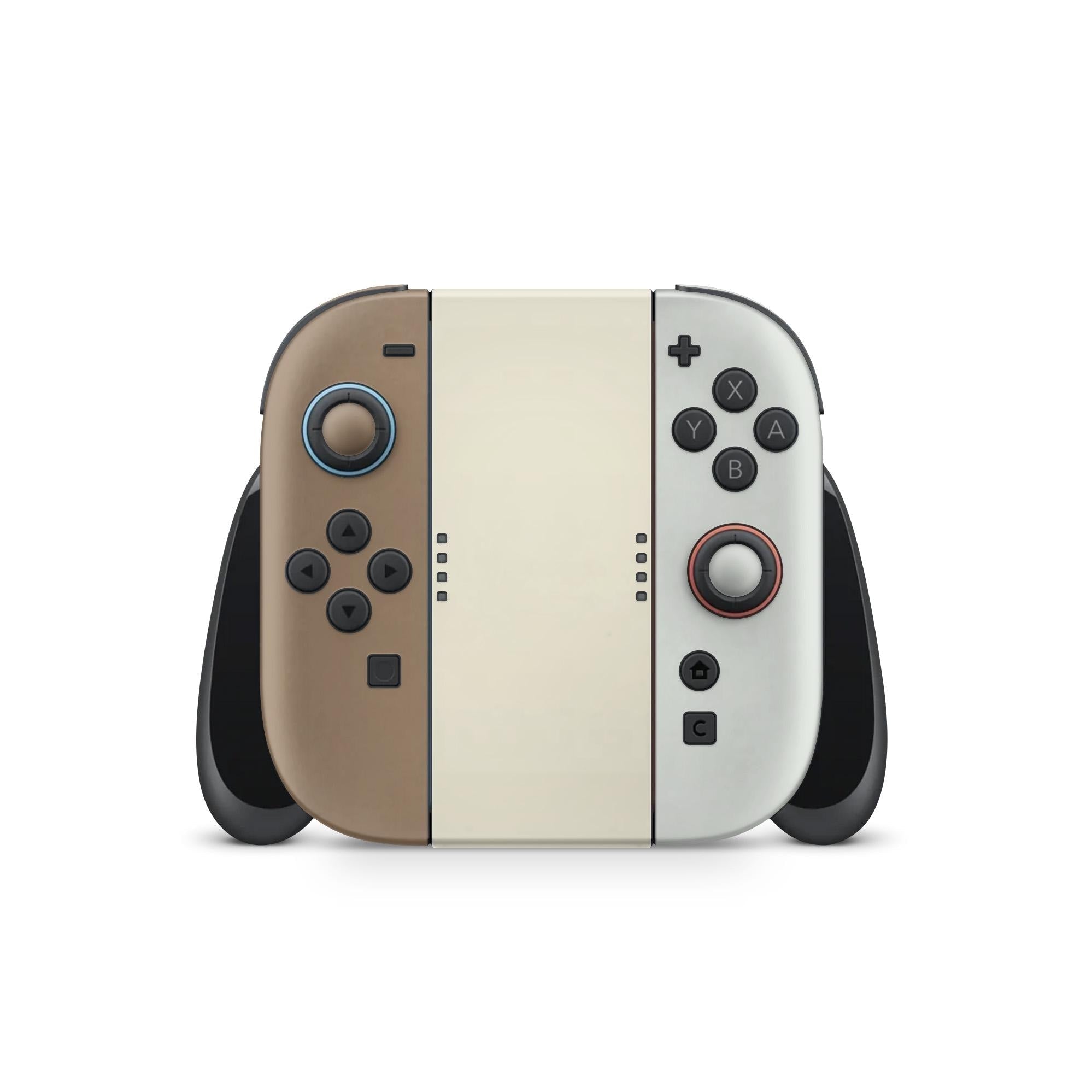 Color Blocking Nintendo Switch 2 Skin | Solid Color Pastel Green & Brown Premium 3M Vinyl FullWrap Decal - Tackydesign