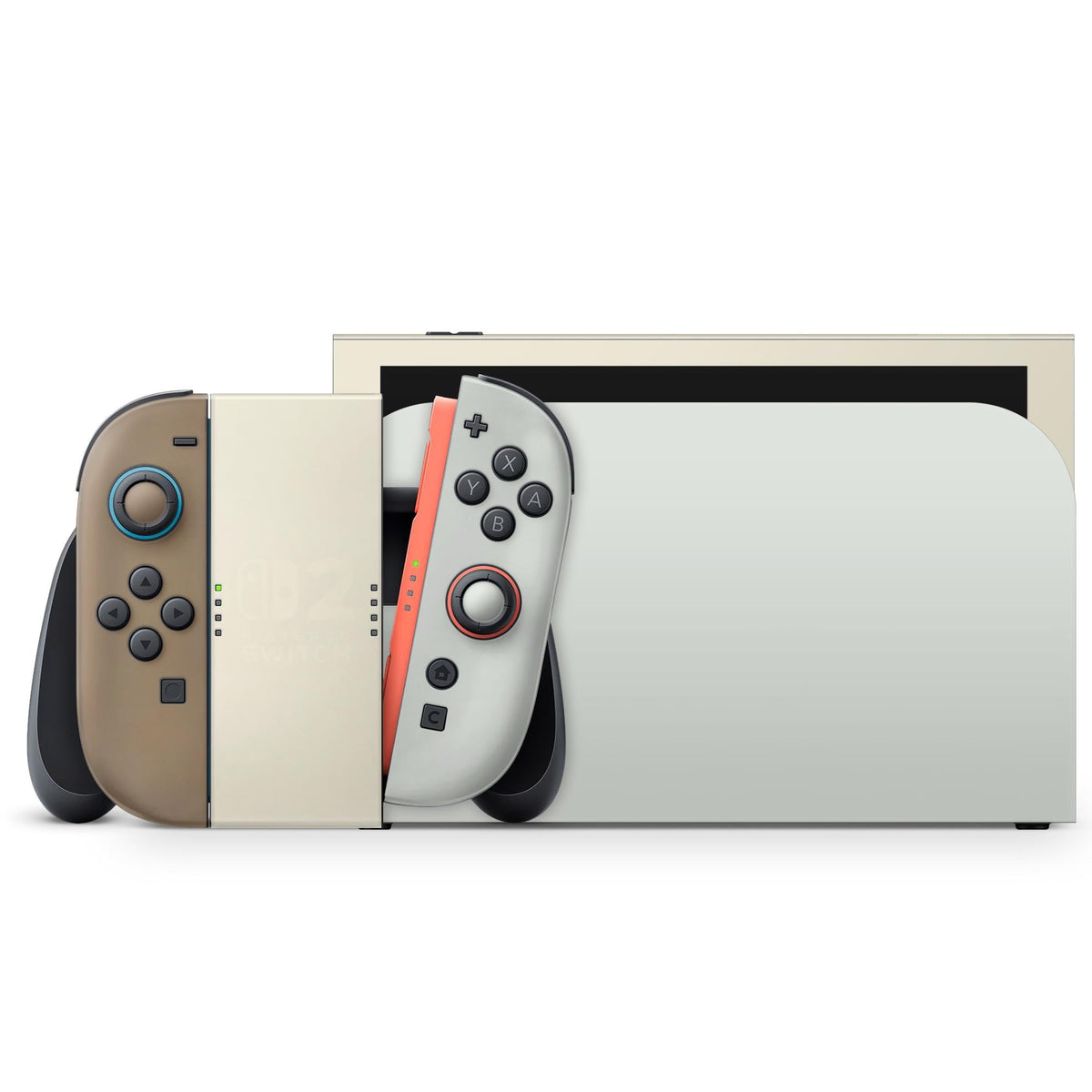 Color Blocking Nintendo Switch 2 Skin | Solid Color Pastel Green & Brown Premium 3M Vinyl FullWrap Decal - Tackydesign