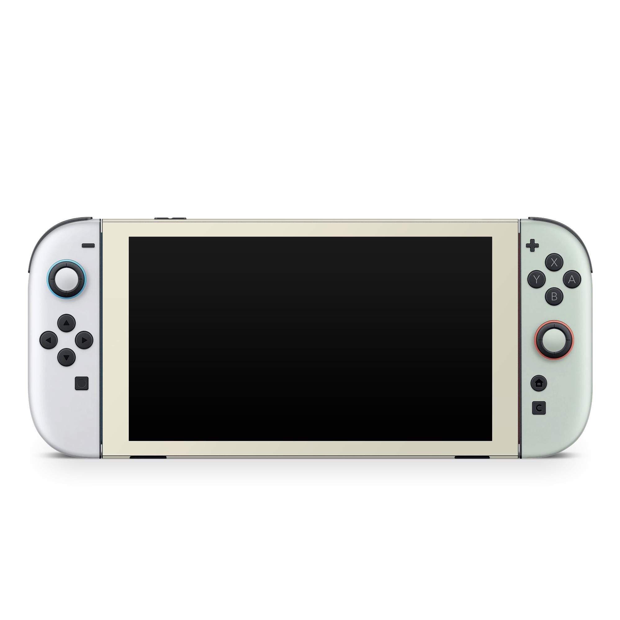Color Blocking Nintendo Switch 2 Skin | Solid Color Pastel Green & Cream Premium 3M Vinyl FullWrap Decal - Tackydesign