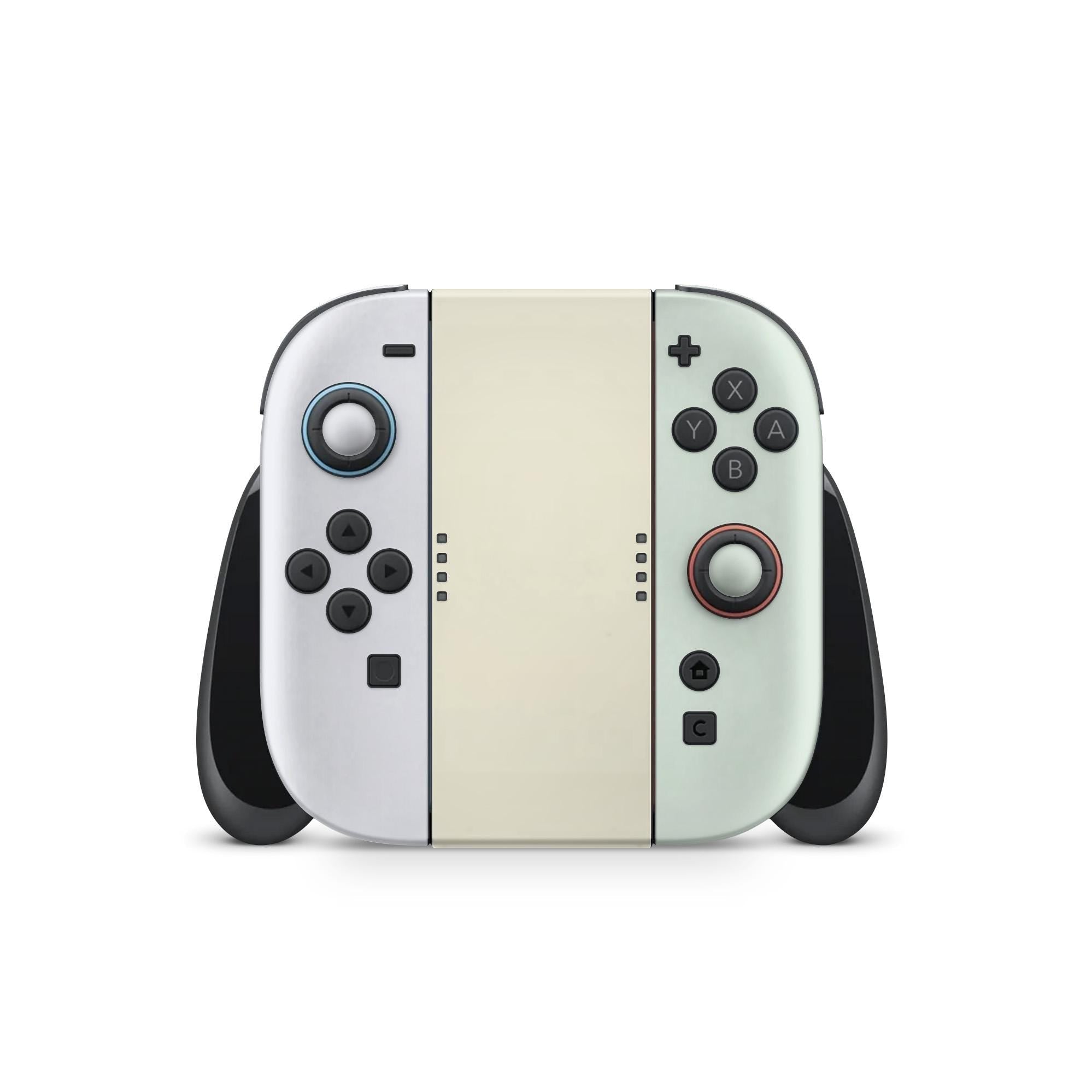 Color Blocking Nintendo Switch 2 Skin | Solid Color Pastel Green & Cream Premium 3M Vinyl FullWrap Decal - Tackydesign