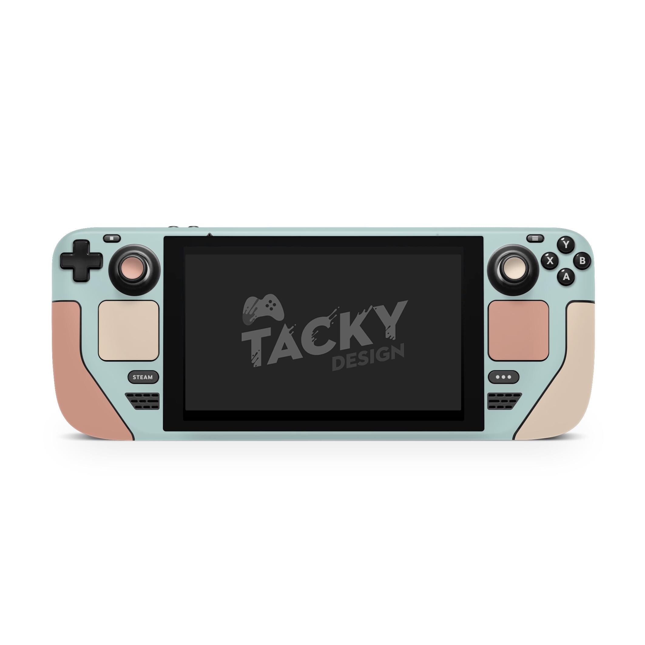 Color Blocking Steam Deck Skin Solid Color Steam Deck OLED Skin | Premium 3M Vinyl FullWrap Decal Pastel Blue & Terracotta - Tackydesign