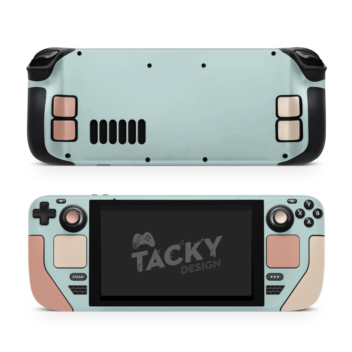 Color Blocking Steam Deck Skin Solid Color Steam Deck OLED Skin | Premium 3M Vinyl FullWrap Decal Pastel Blue & Terracotta - Tackydesign