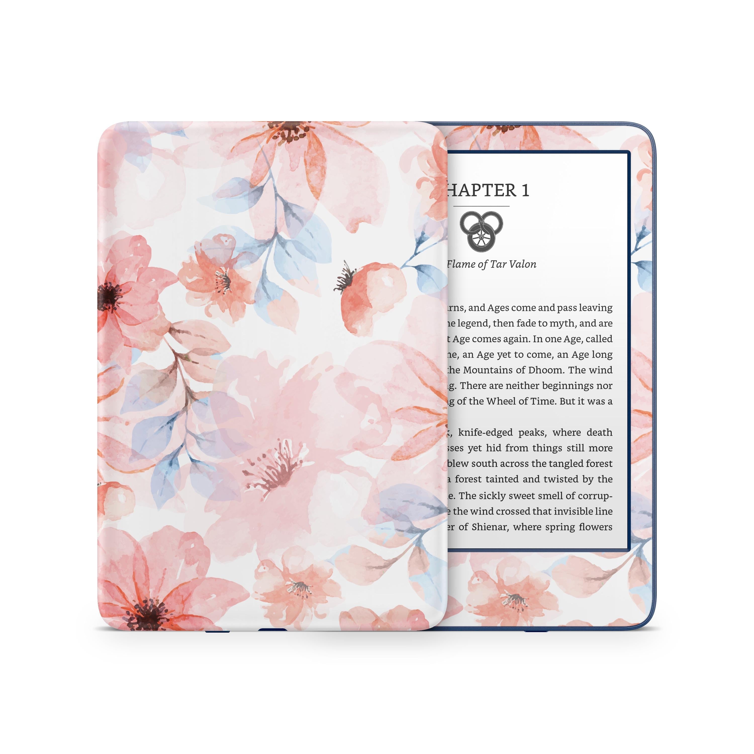 Floral Kindle Skin Decal, Pink Kindle Paperwhite Skin, Kindle Oasis Skin, Kindle Sticker, Premium 3M Vinyl Full Wrap Cover - Tackydesign