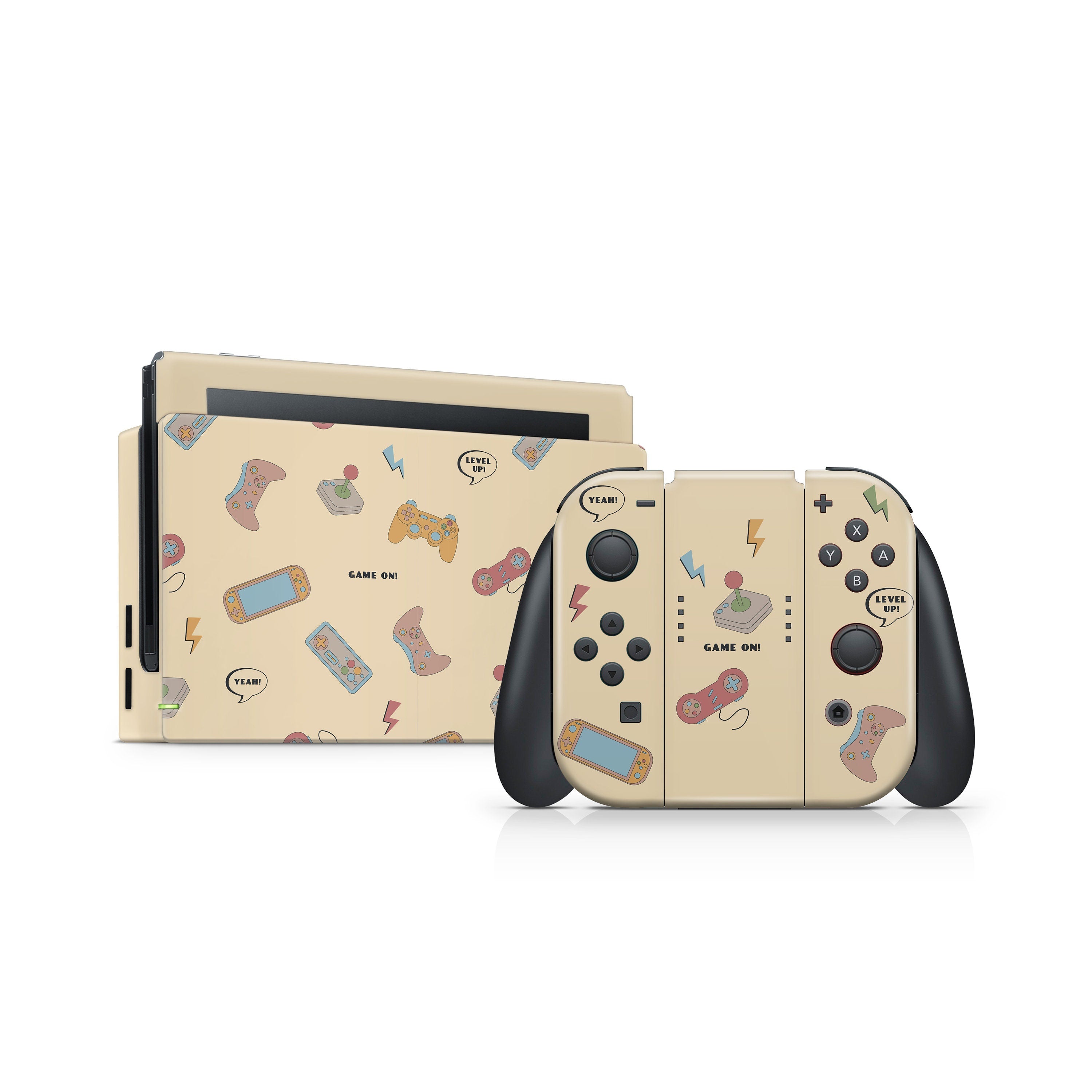 Nintendo Switch skin Retro Gaming skin, Brown Color switch skin Cute Full cover 3m