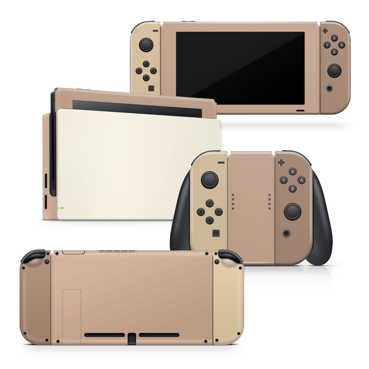 New Nintendo Switch skin, Classic Cappuccino switch skin Color Blocking skin Full cover 3m