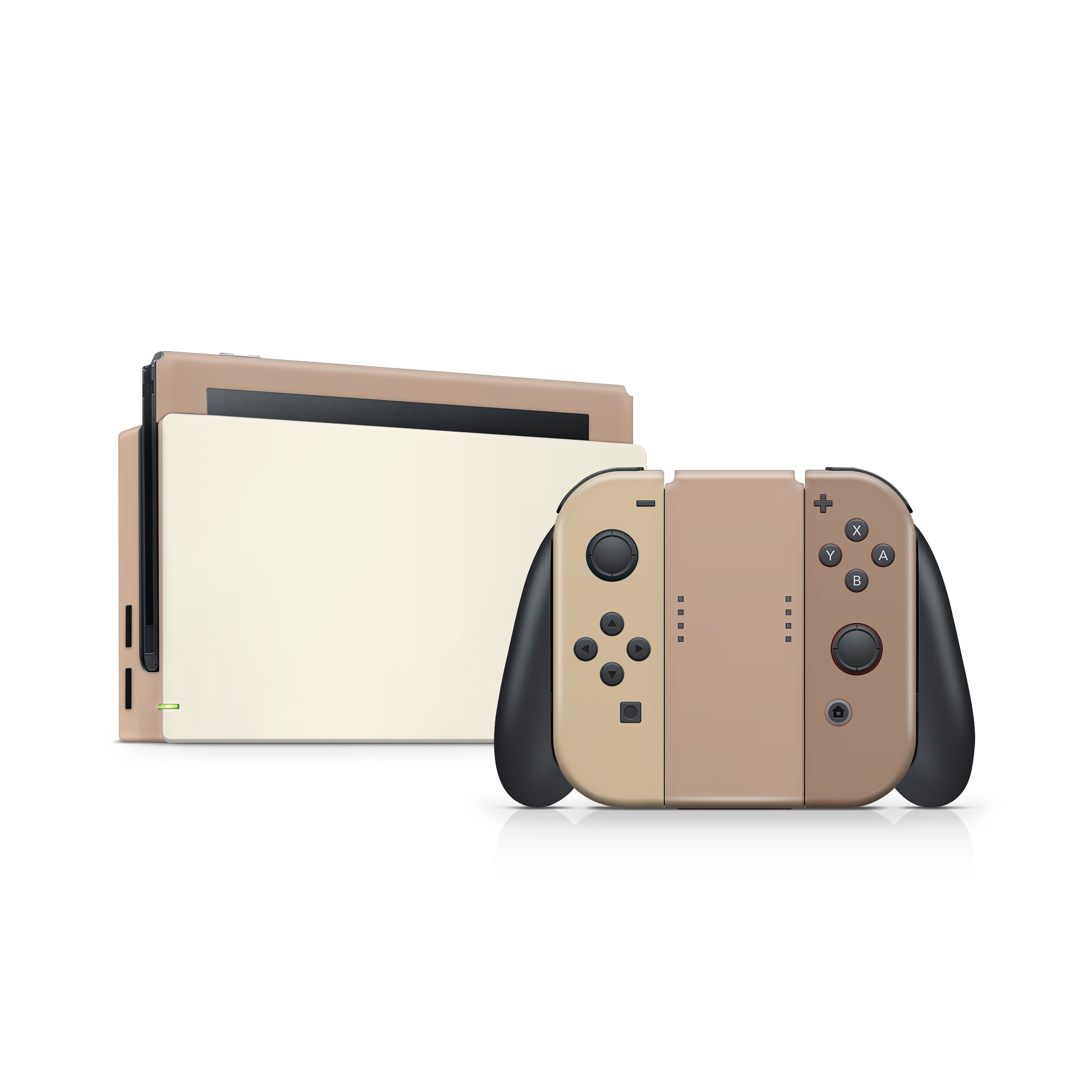 New Nintendo Switch skin, Classic Cappuccino switch skin Color Blocking skin Full cover 3m