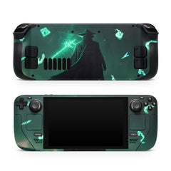 Fantasy Steam Deck skin, Green Color Glowing Symbols Skin Kawaii Steam Deck Decal Full Wrap cover Vinyl 3m Sticker