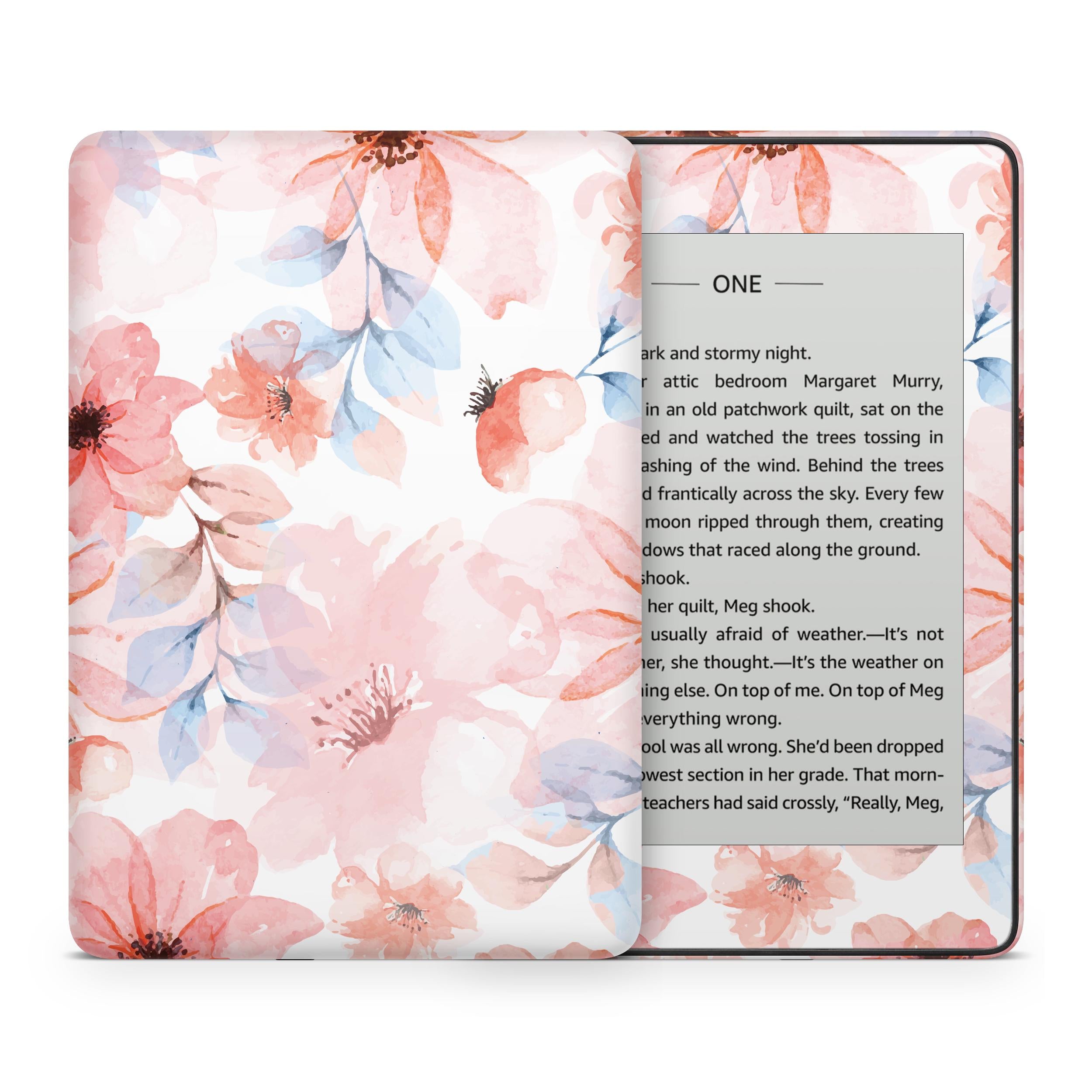 Floral Kindle Skin Decal, Pink Kindle Paperwhite Skin, Kindle Oasis Skin, Kindle Sticker, Premium 3M Vinyl Full Wrap Cover