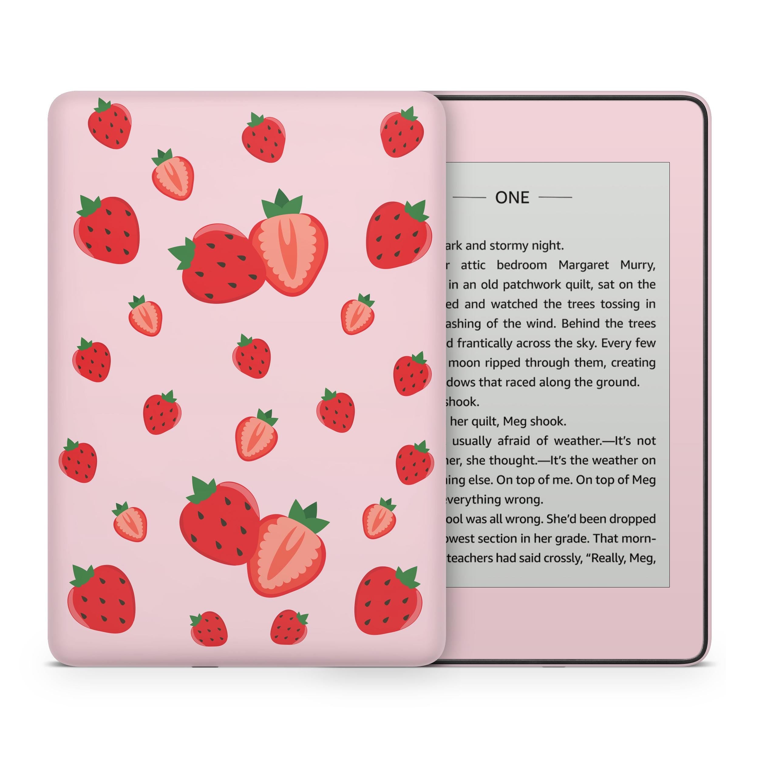 Strawberry Kindle Skin Decal, Pink Kawaii Kindle Paperwhite Skin, Kindle Oasis Skin, Kindle Sticker, Premium 3M Vinyl Wrap Cover