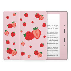 Strawberry Kindle Skin Decal, Pink Kawaii Kindle Paperwhite Skin, Kindle Oasis Skin, Kindle Sticker, Premium 3M Vinyl Wrap Cover