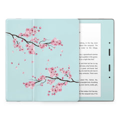 Cherry Blossom Kindle Skin Decal, Blue Flower Kawaii Kindle Paperwhite Skin, Kindle Oasis Skin, Kindle Sticker, Premium 3M Vinyl Wrap Cover