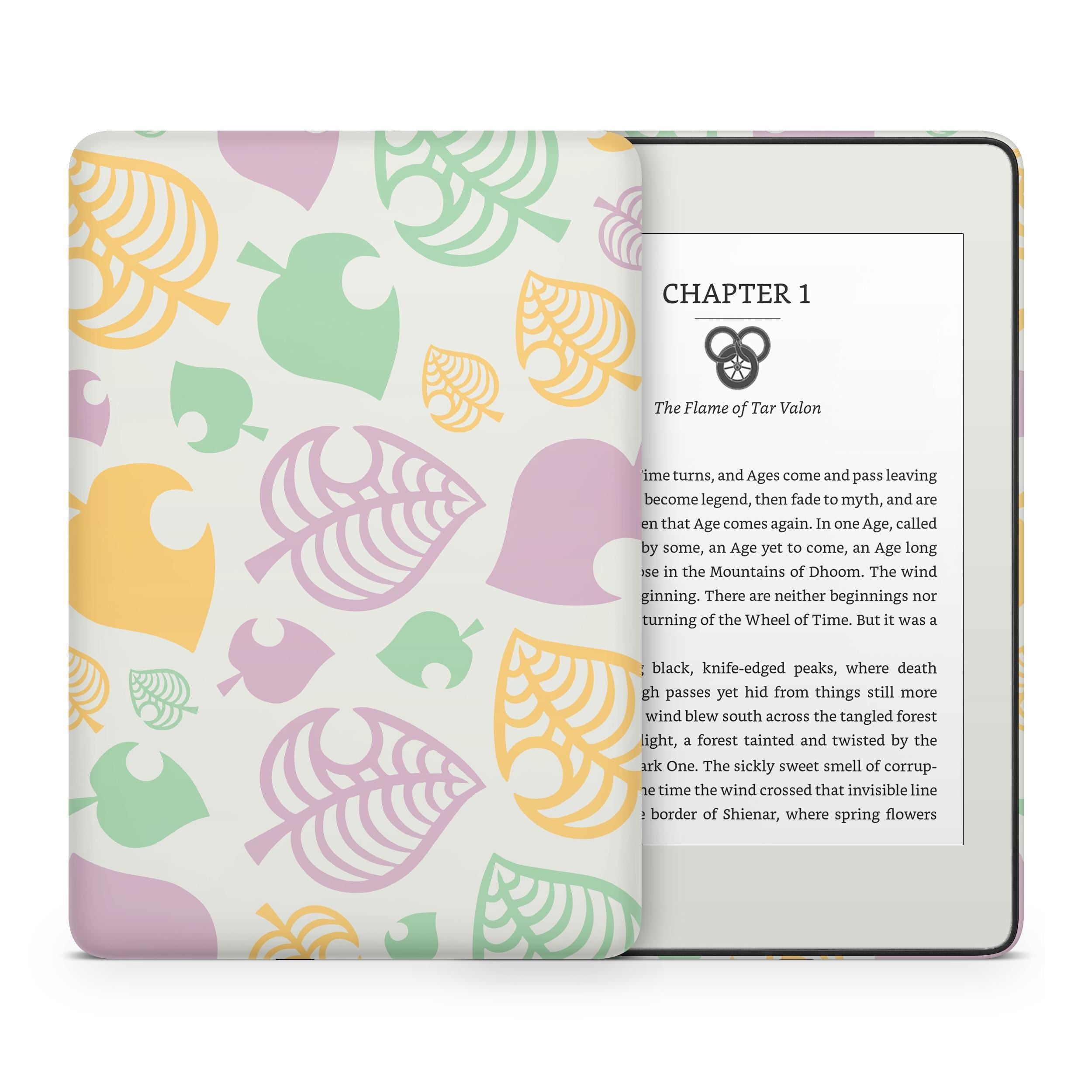 Leaves Kindle Skin Decal, White Leaf Kawaii Kindle Paperwhite Skin, Kindle Oasis Skin, Kindle Sticker, Premium 3M Vinyl Wrap Cover