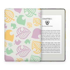 Leaves Kindle Skin Decal, White Leaf Kawaii Kindle Paperwhite Skin, Kindle Oasis Skin, Kindle Sticker, Premium 3M Vinyl Wrap Cover