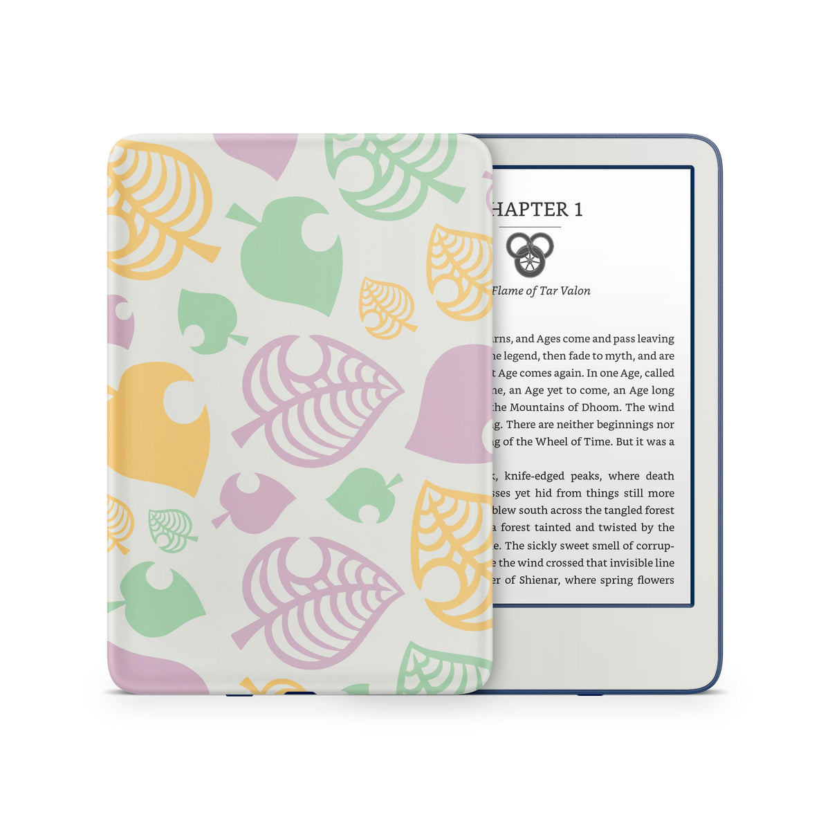 Leaves Kindle Skin Decal, White Leaf Kawaii Kindle Paperwhite Skin, Kindle Oasis Skin, Kindle Sticker, Premium 3M Vinyl Wrap Cover